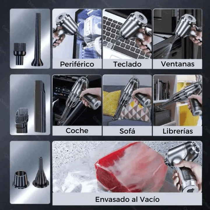 Mini aspiradora sopladora recargable + 3 REGALOS